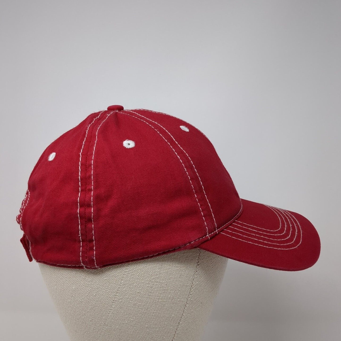 Unbranded Strapback Hat Red One Size Adjustable Vented Holes 6 Panel Blank
