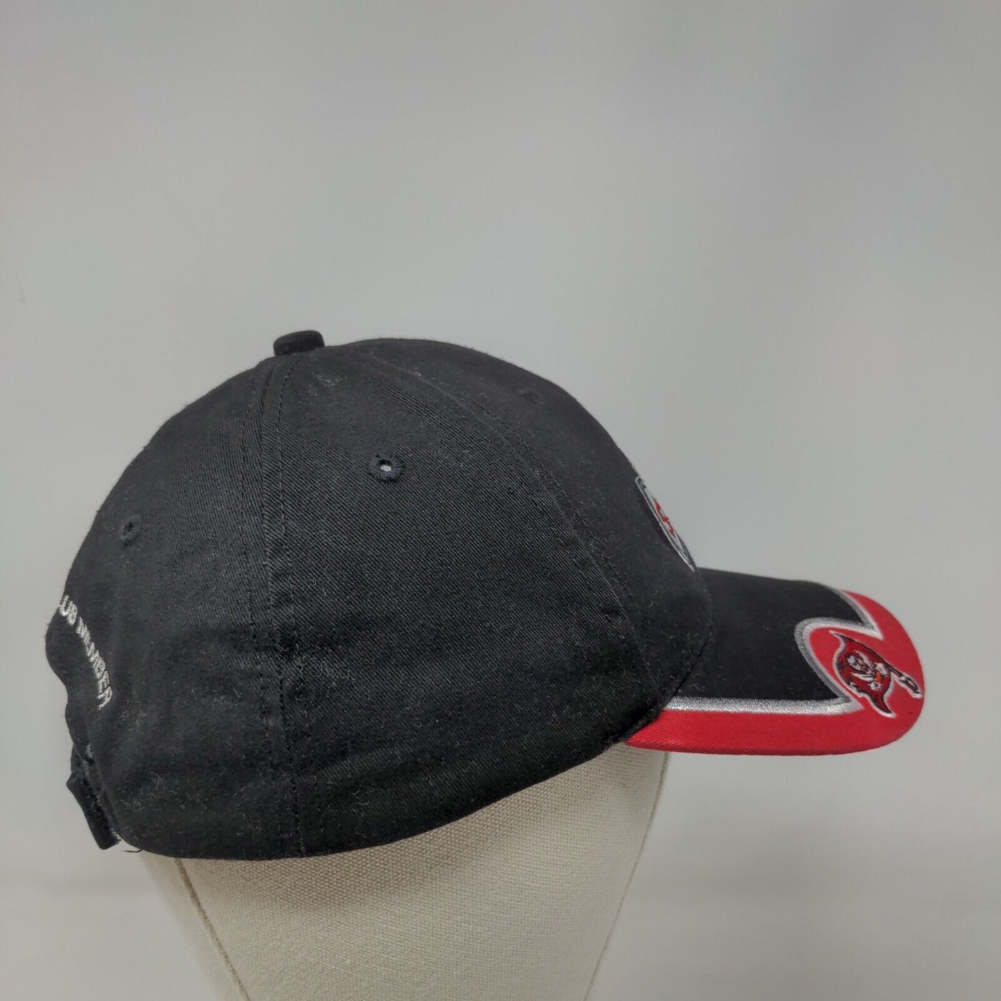 Tampa Bay Buccaneers Strapback Hat Black Red Stadium Club Logo NFL Embroidered