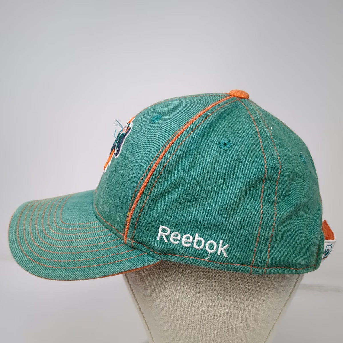 Miami Dolphins NFL Reebok Green Orange One Size Cap Embroidered Strapback Hat