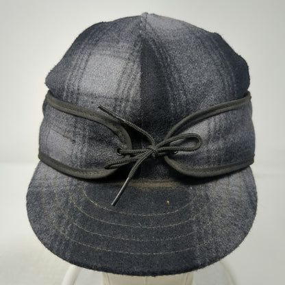 Stormy Kromer Baseball Cap Gray 7 3/8 Hat Plaid Wool Ear Flap Made USA Vintage