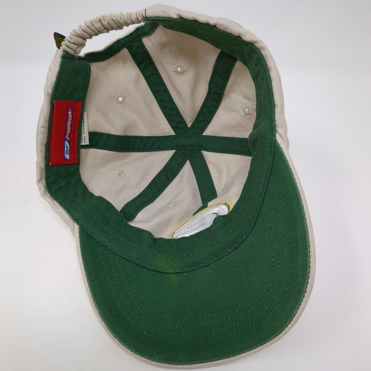 Reebok Green Bay Packers NFL Hat Tan One Size Cap Green Yellow Elastic Back Logo