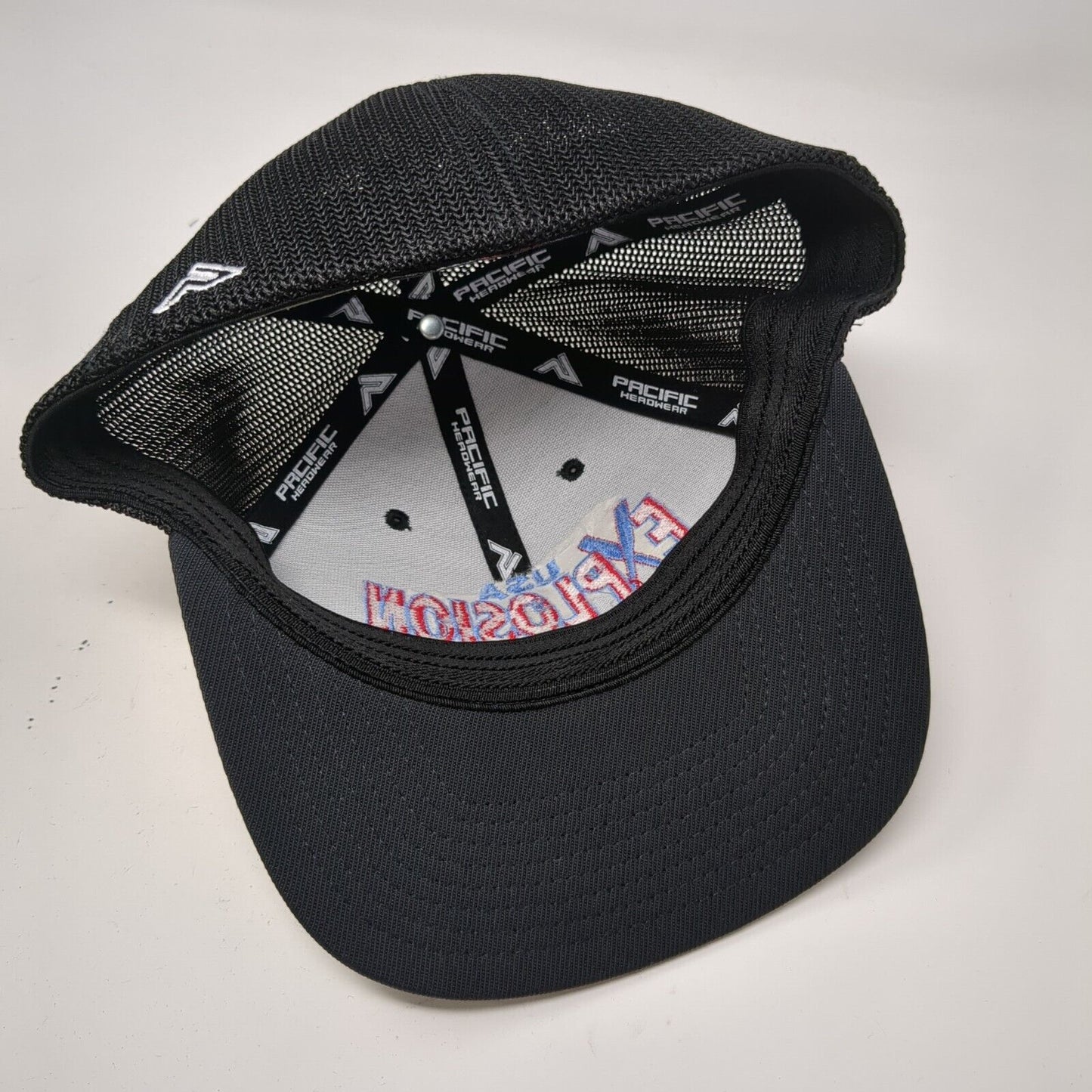 USA Explosion Fitted Trucker Hat Black SM-MED Mesh Back Pacific Headwear