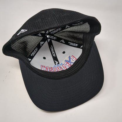 USA Explosion Fitted Trucker Hat Black SM-MED Mesh Back Pacific Headwear