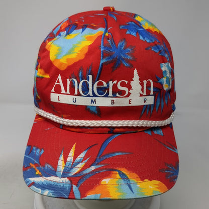 San Sun 5 Panel Red Floral Anderson Lumber Hat Rope One Size Snapback Tropical