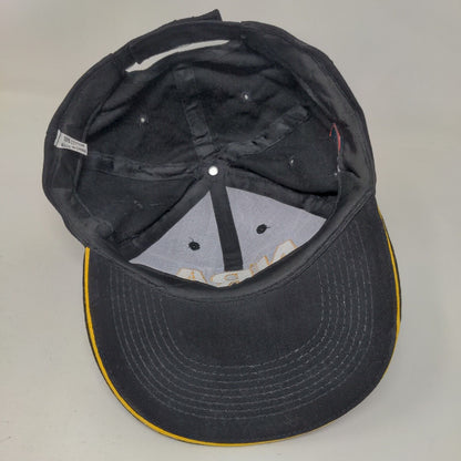 NRA Strapback Hat Black One Size Embroidered American Flag 6 Panel