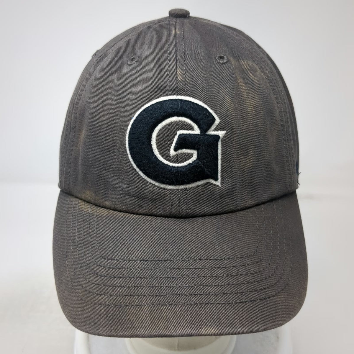 47 Brand Georgetown Hoyas NCAA Gray Cap L Green Underbrim Fitted Script Back Hat