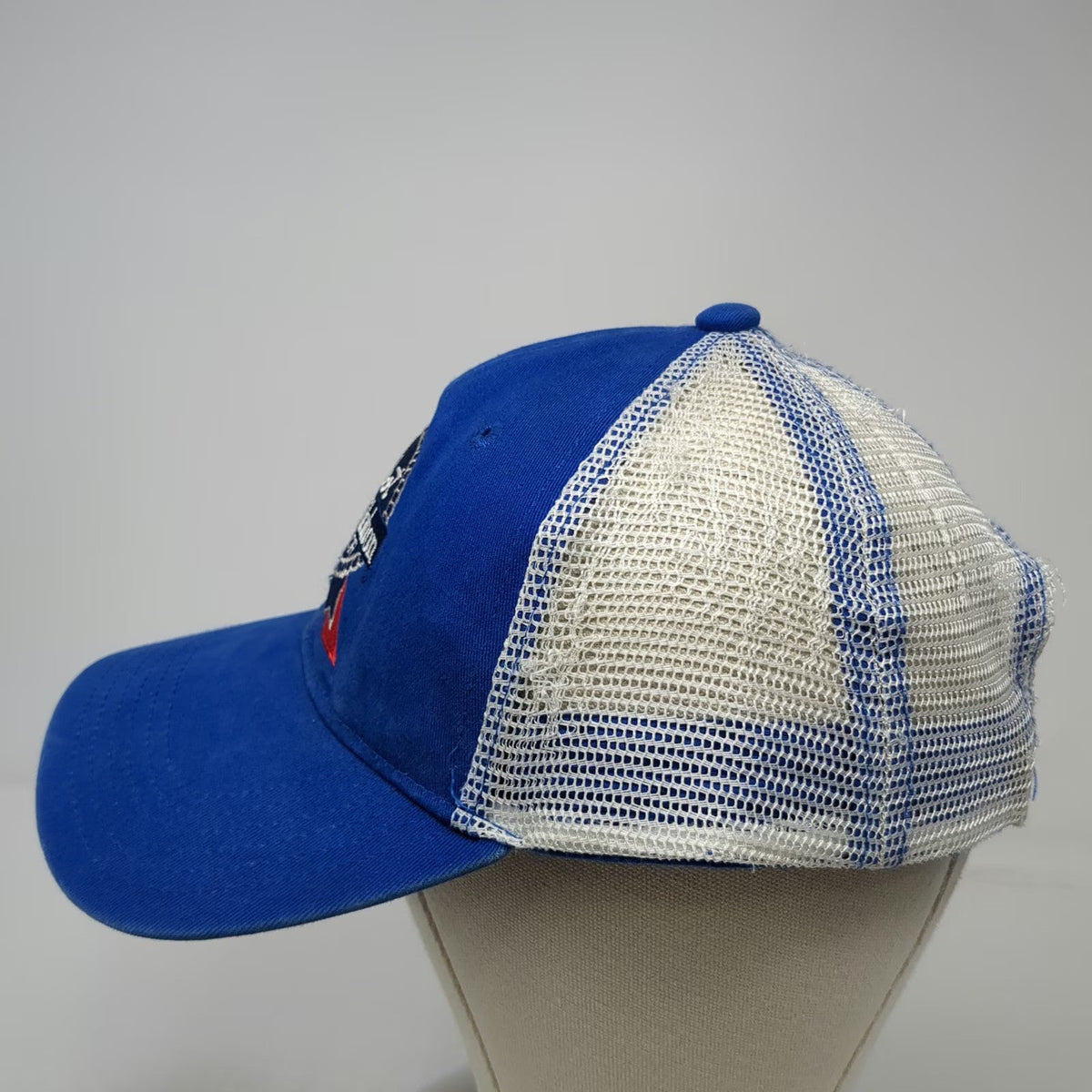 Cap America Trucker Hat Blue One Size Pabst Blue Ribbon Beer Mesh Back Snapback