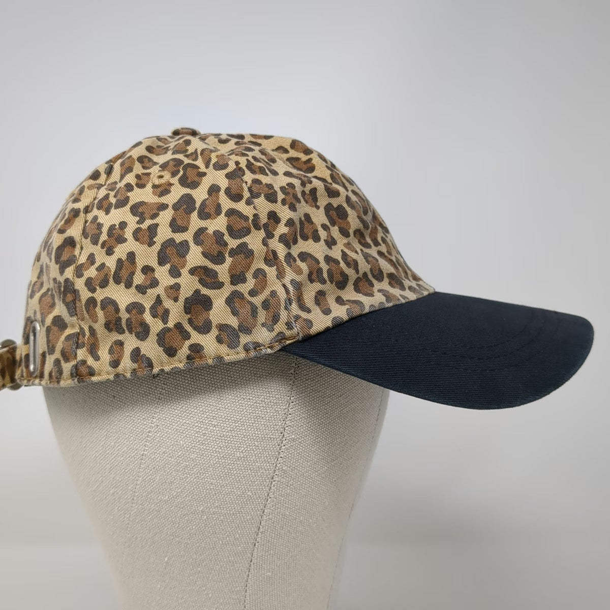 Baseball Cap Beige Black One Size Leopard Print Animal Pattern Hat Slideback