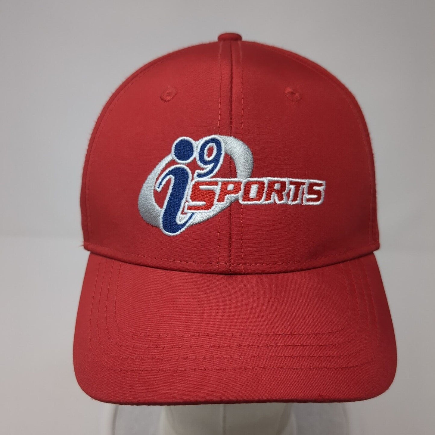i9 Sports Strapback Hat Red One Size Adjustable Embroidered 6 Panel