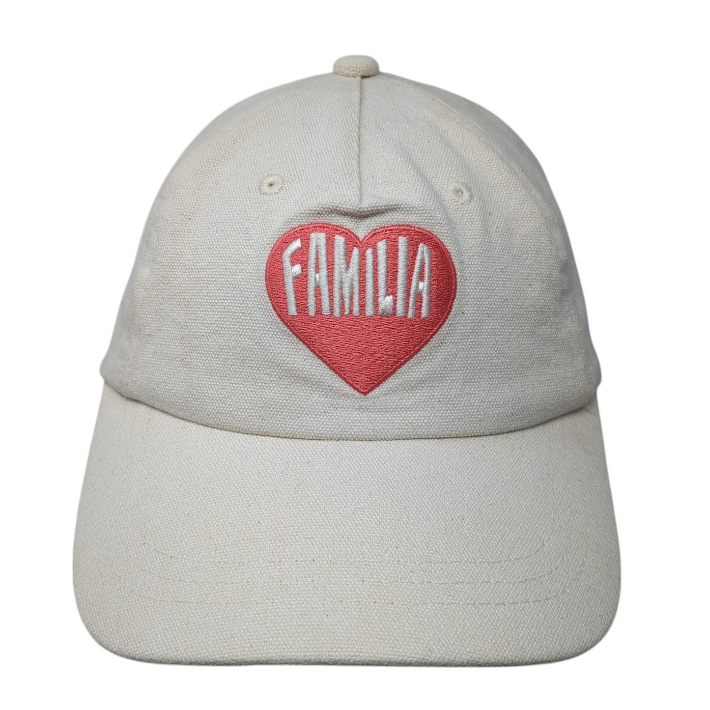 Familia Heart Slideback Hat Beige One Size Adjustable Leather Strap