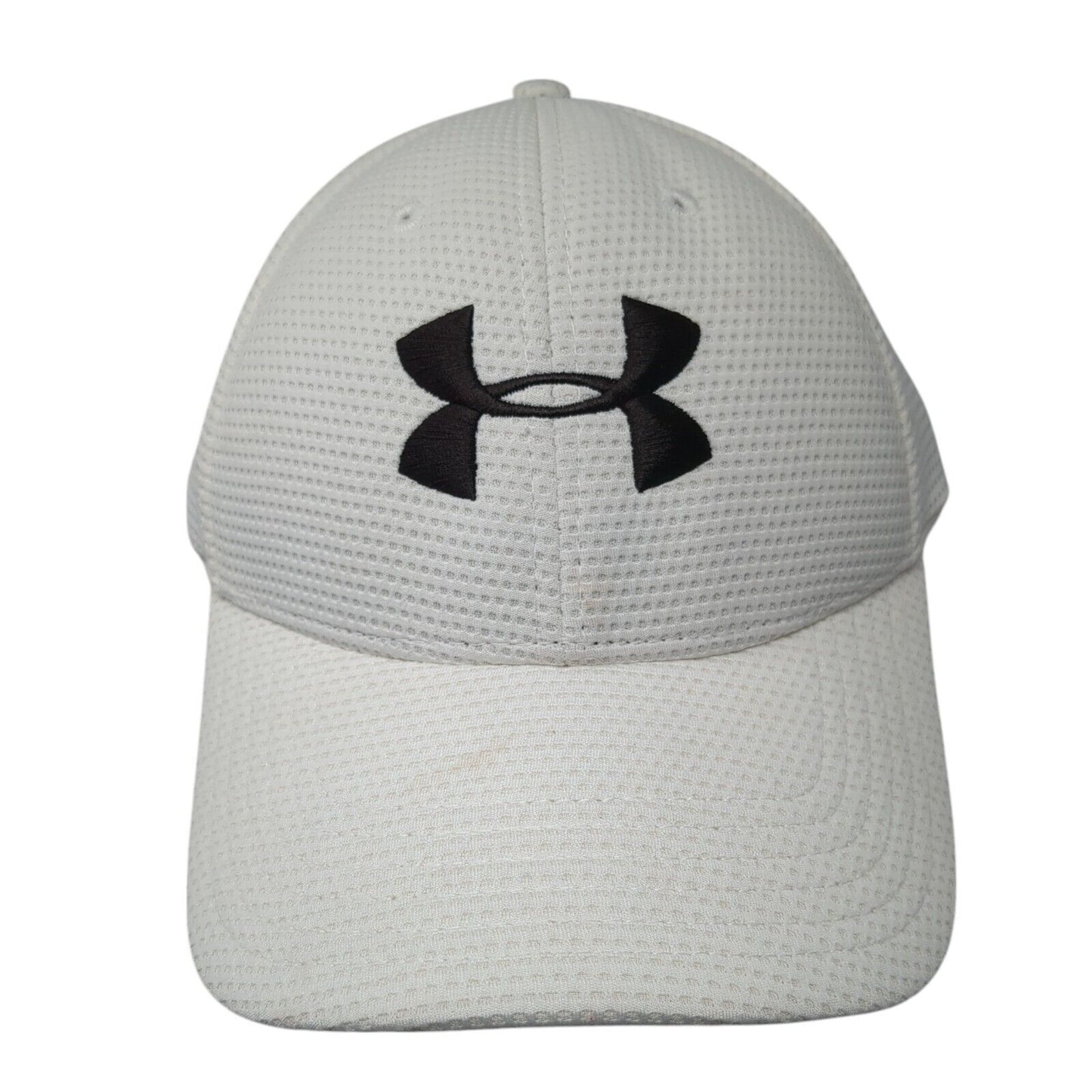 Under Armour Fitted Hat White L/XL Lightweight Embroidered Vented Holes 6 Panel