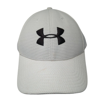 Under Armour Fitted Hat White L/XL Lightweight Embroidered Vented Holes 6 Panel