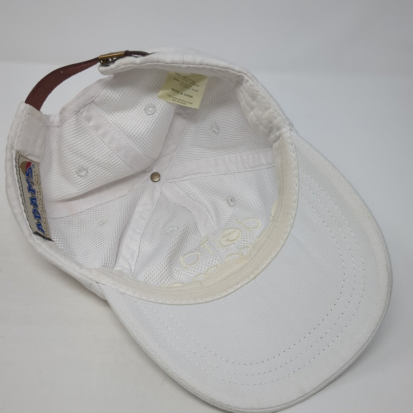Delta Gamma Slideback Hat White One Size Adjustable Leather Strap Adams