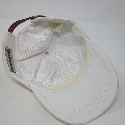 Delta Gamma Slideback Hat White One Size Adjustable Leather Strap Adams
