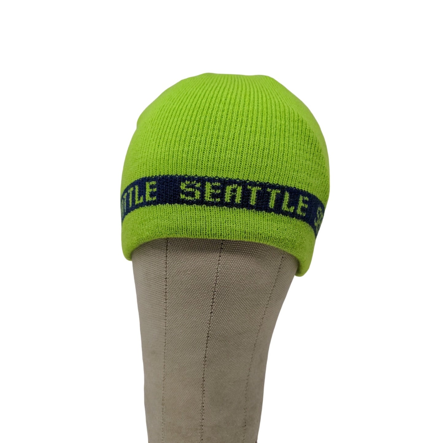 Seattle Men's Knit 100% Acrylic Beanie Hat Green OSFA Spell Out
