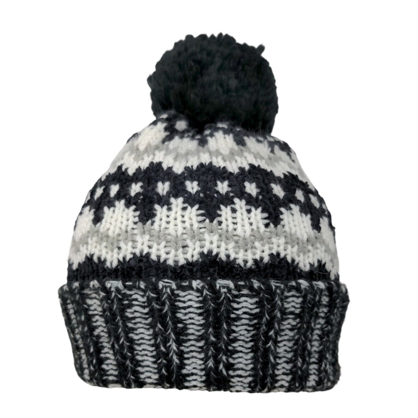 Old Navy Beanie Hat Multicolor One Size Stretch Hand Knitted Pom Pom Winter