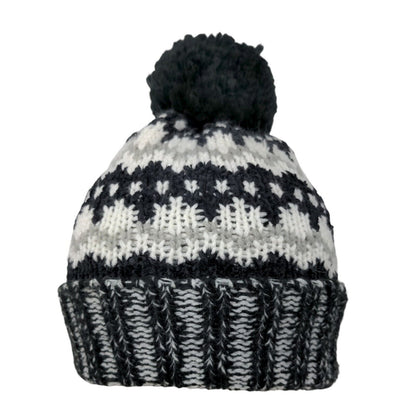 Old Navy Beanie Hat Multicolor One Size Stretch Hand Knitted Pom Pom Winter