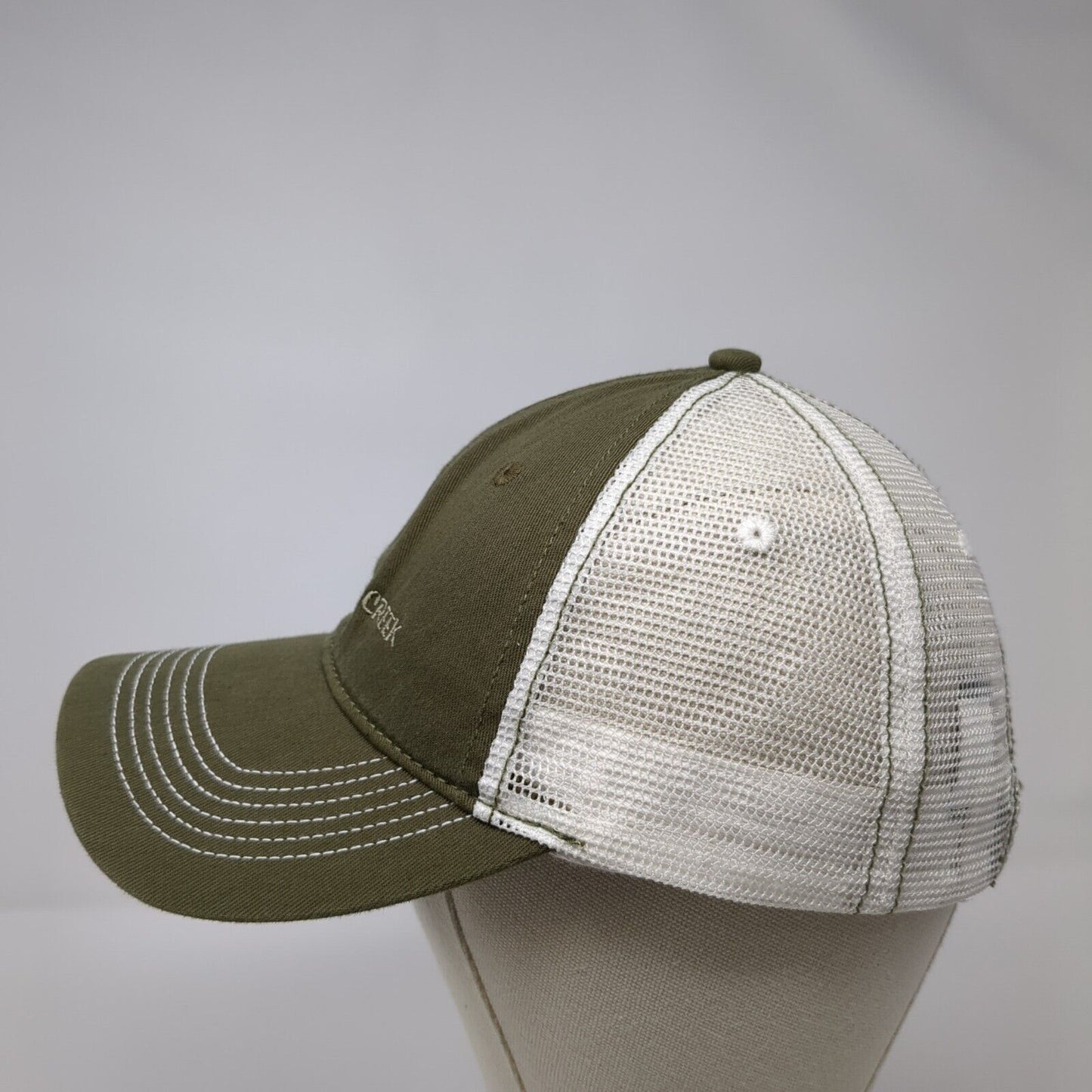 Race To Robie Creek Strapback Mesh Back Trucker Hat Green OSFA District