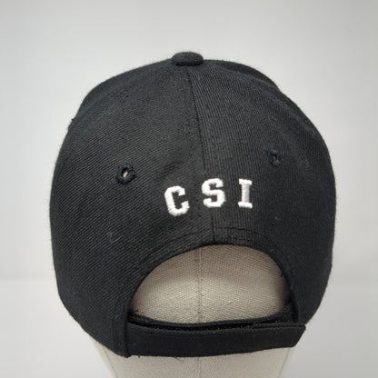 CSI Strapback Hat Black One Size Adjustable Embroidered 6 Panel Polyester