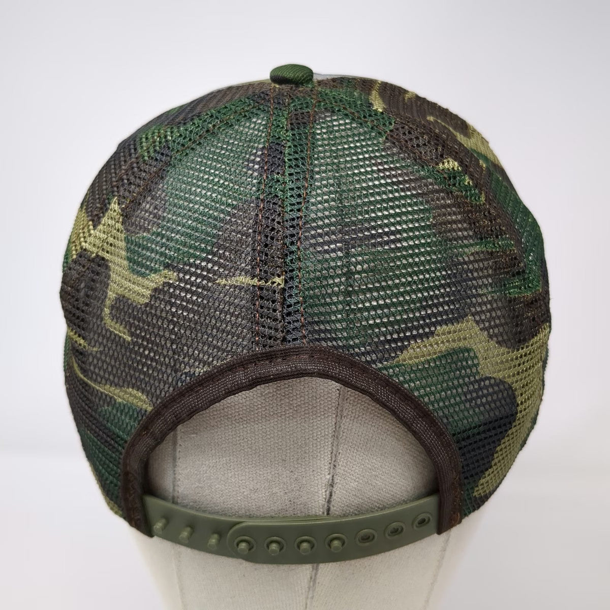 I/D/E/A inc. Trucker Hat Green Brown One Size Wood Duck Hunting Camo Graphic USA