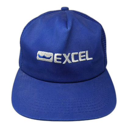 Excel Logo Trucker Hat Blue One Size Adjustable Mesh Back Embroidered Design