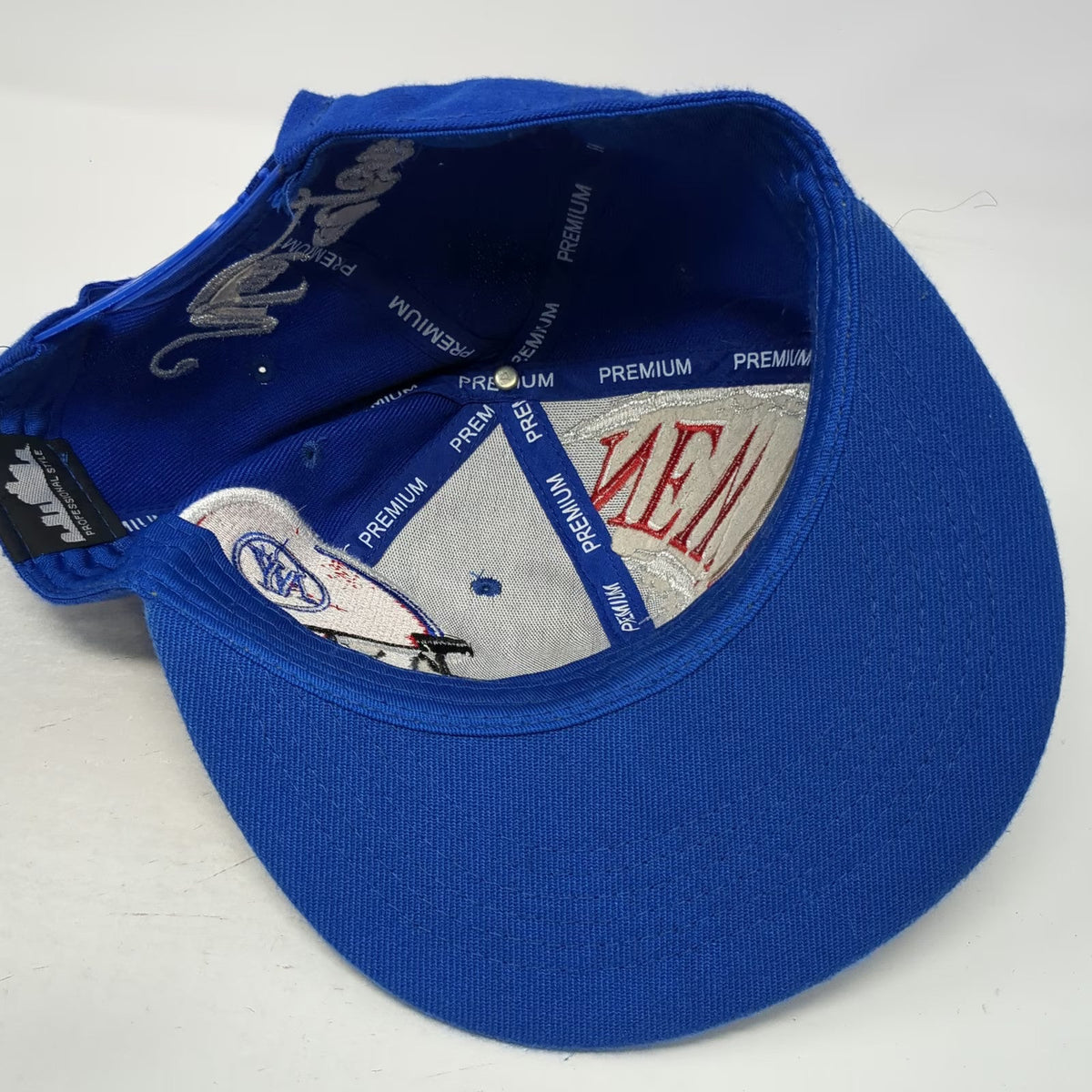 Blue Snapback Hat One Size New York Football Helmet Red White Silver Black Brim