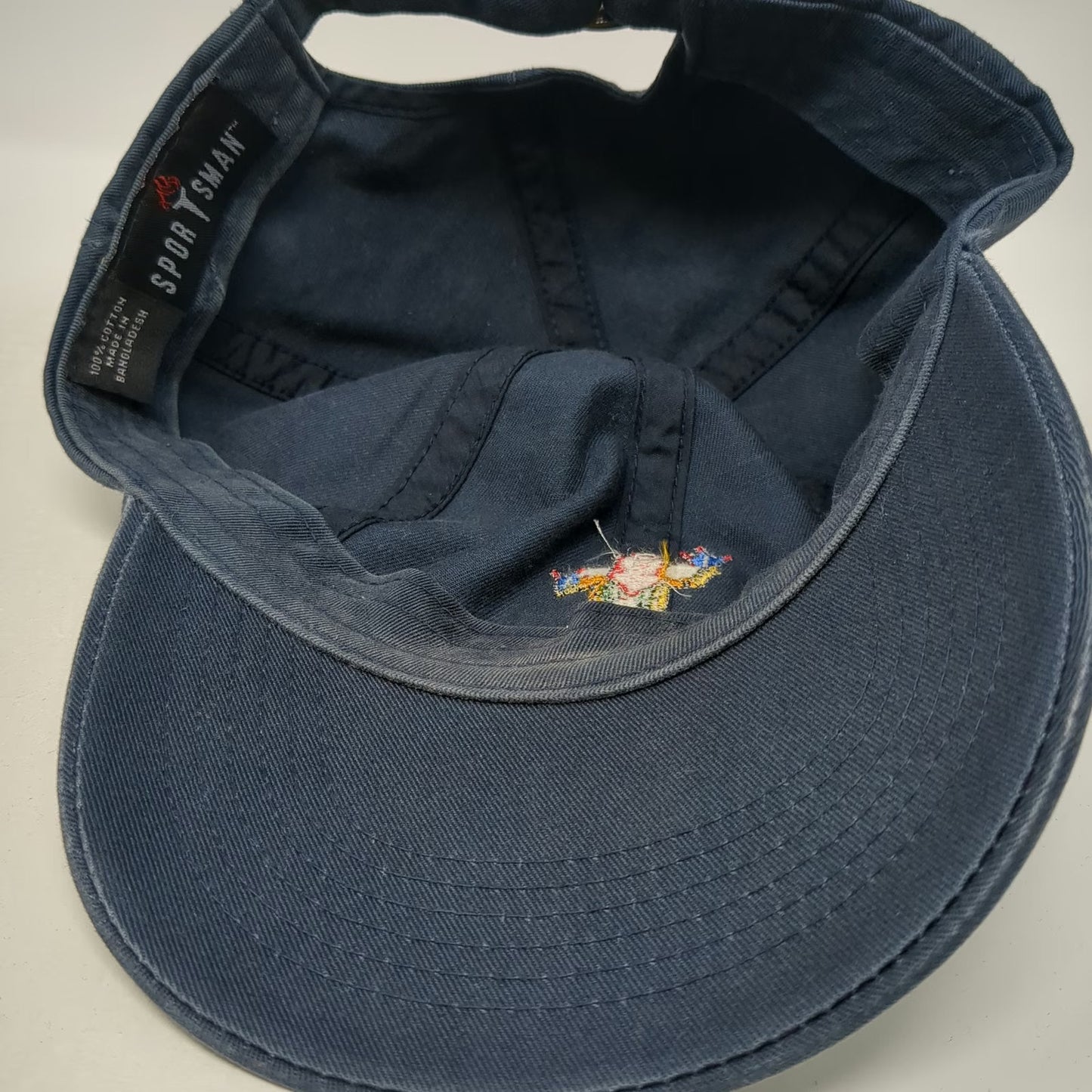 Sportsman Baseball Cap Blue One Size Embroidered Frog Cotton Slideback Hat