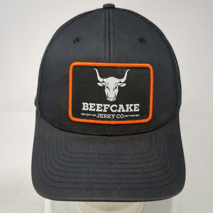 Richardson Trucker Hat Black One Size Beefcake Jerky Co Bull Patch Snapback
