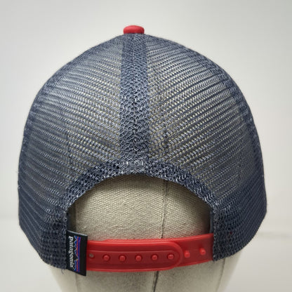 Patagonia Trucker Hat White Red Blue One Size Bear Logo Snapback Mesh Sun Hat