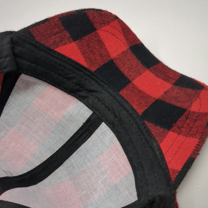 Red Black Buffalo Plaid Checkered Pattern Strapback One Size Baseball Cap Hat