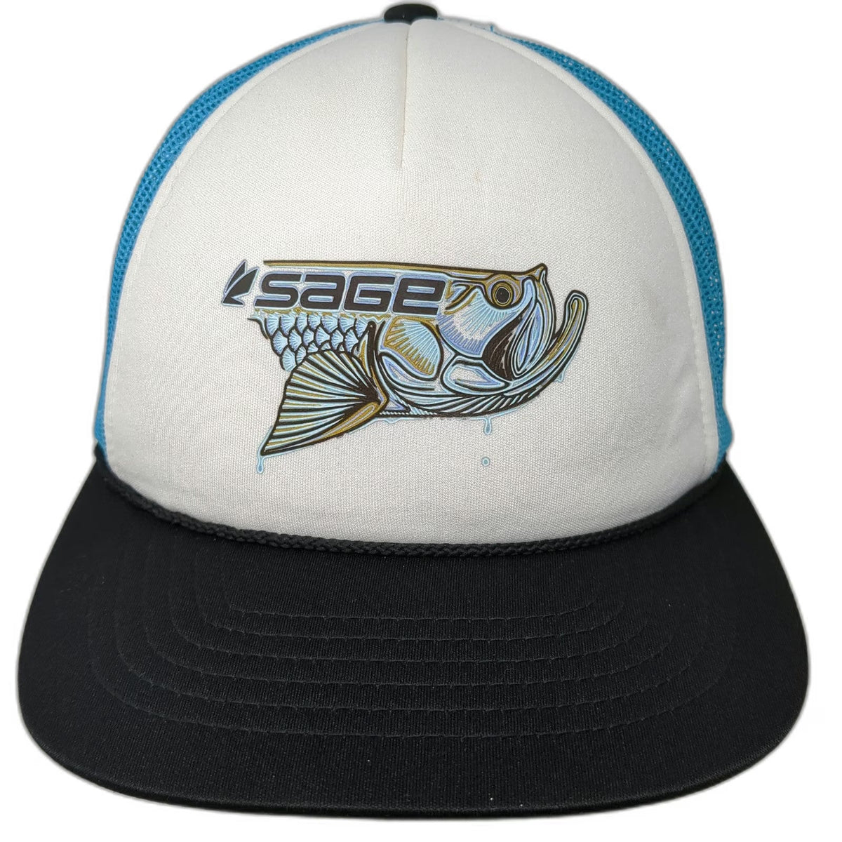Richardson White Blue Trucker Hat One Size Rope Sage Fly Fishing Tarpon Fish