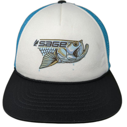 Richardson White Blue Trucker Hat One Size Rope Sage Fly Fishing Tarpon Fish