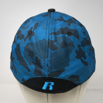 Russell Baseball Cap Black Blue Camo M Embroidered Logo Athletic Hat