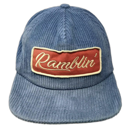 Stuntin 5 Panel Blue One Size Corduroy Ramblin' Patch Snapback Hat Adjustable