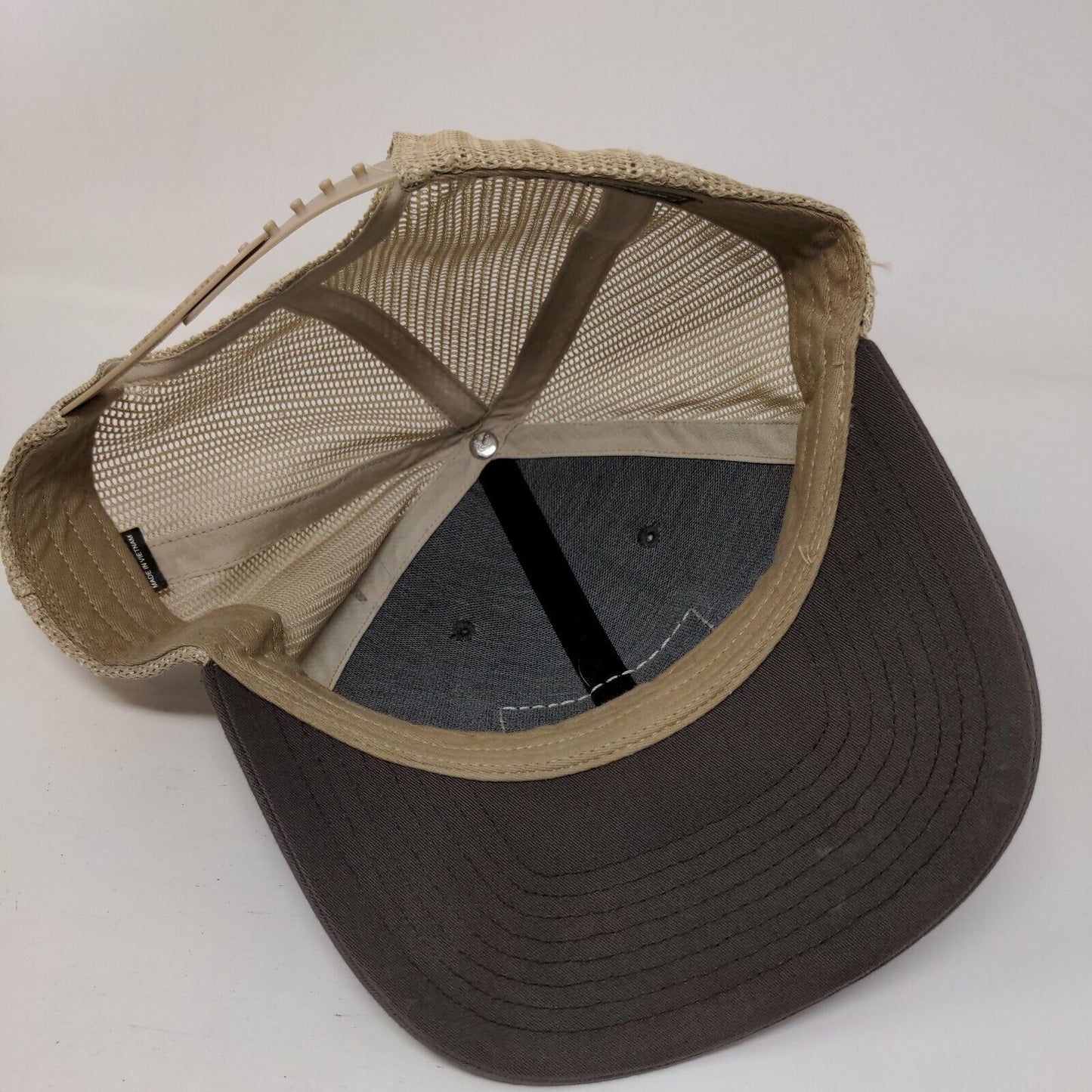 Cross The Divide Snapback Trucker Hat Brown One Size Leather Patch