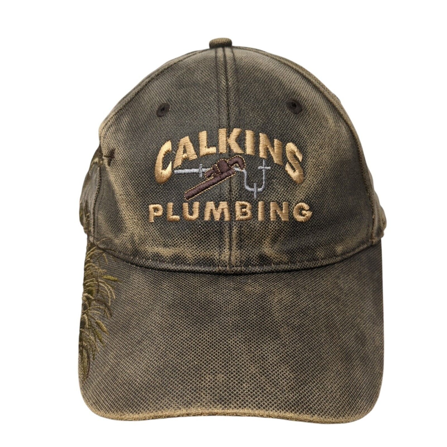 Calkins Plumbing Strapback Hat Brown One Size Adjustable Wildlife Series