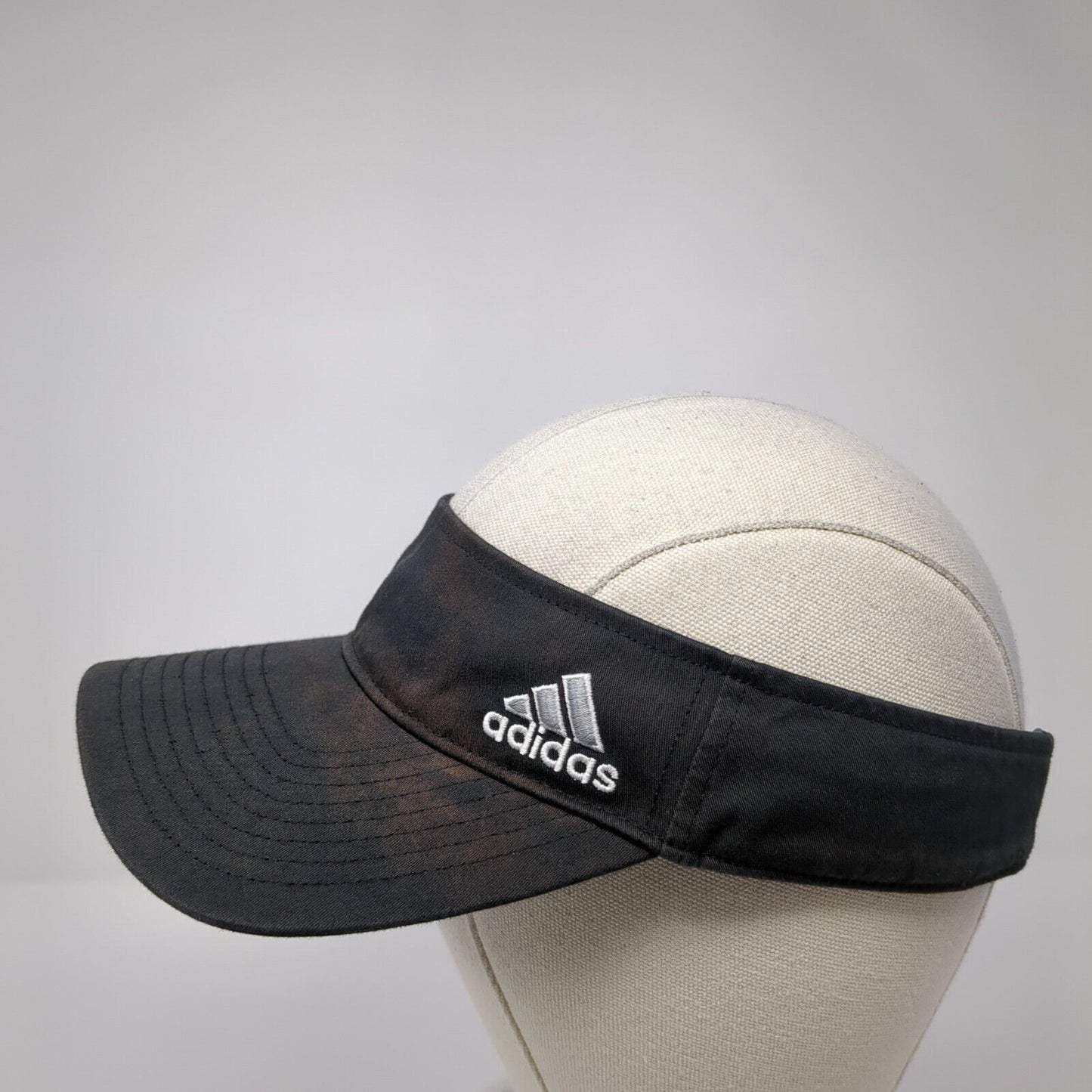 Adidas 3 Stripes Strapback Sun Visor Hat Black One Size Aeroready