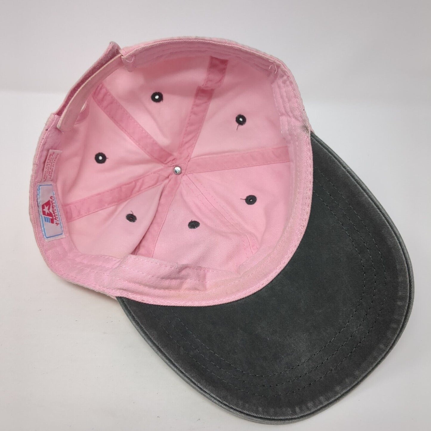 J. America Strapback Hat Pink One Size Adjustable Colorblock 6 Panel