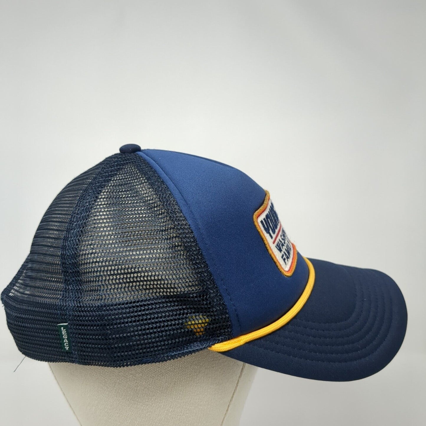 Young Life Washington Family Ranch Snapback Trucker Hat Blue OS Mesh Rope Legacy