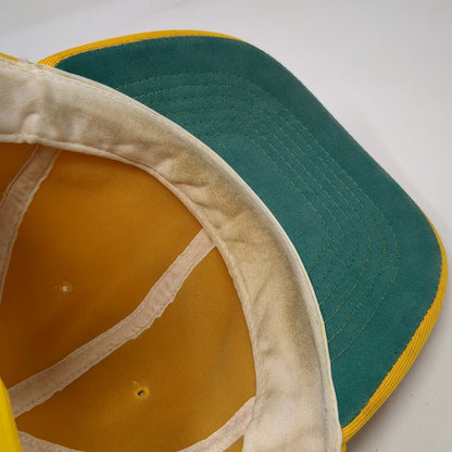 Trucker Hat Yellow Snapback Mesh Back Green Underbrim Solid Plain Blank Vintage