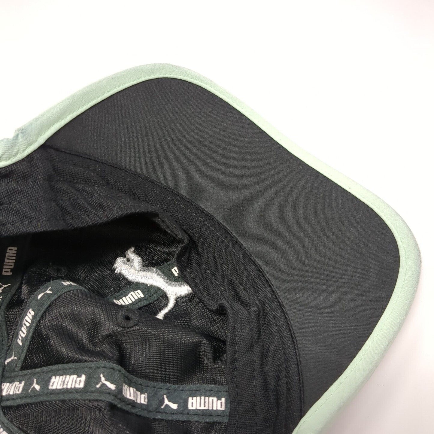 PUMA Strapback Hat Black One Size Adjustable Embroidered Green Trim