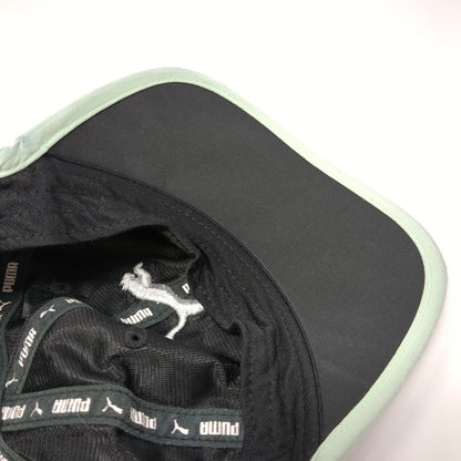 PUMA Strapback Hat Black One Size Adjustable Embroidered Green Trim