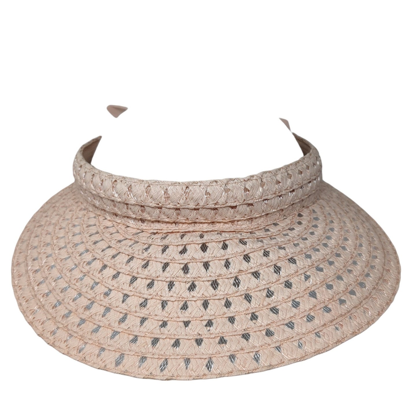 Unbranded Sun Visor Straw Hat Pink One Size Adjustable Bow Tie Lightweight