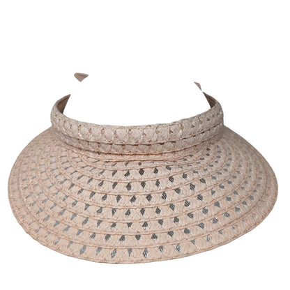 Unbranded Sun Visor Straw Hat Pink One Size Adjustable Bow Tie Lightweight