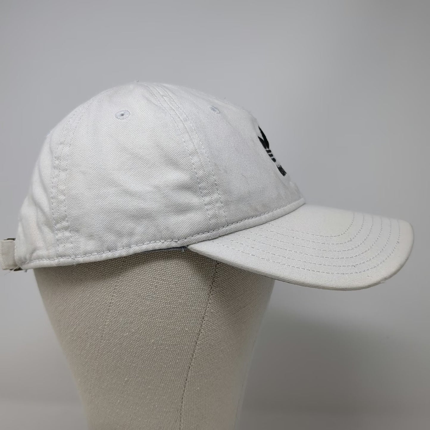 Adidas Baseball Cap White One Size Hat Trefoil Logo Embroidered Cotton Slideback