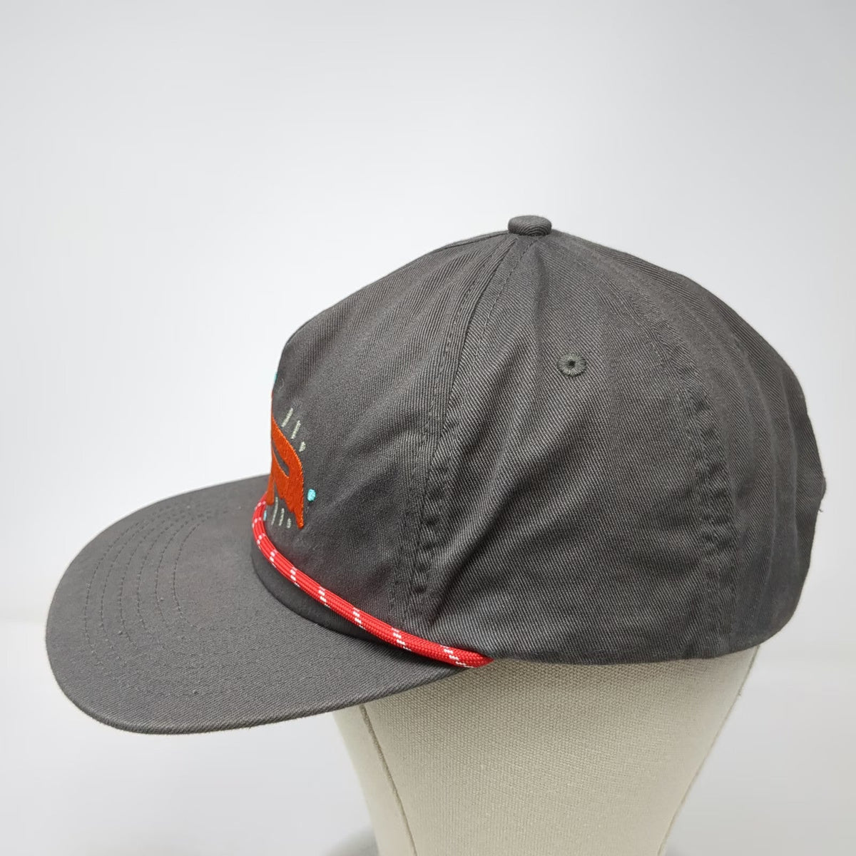 Raised by Coyotes 5 Panel Gray Hat One Size Thunderbird Embroidery Rope Snapback