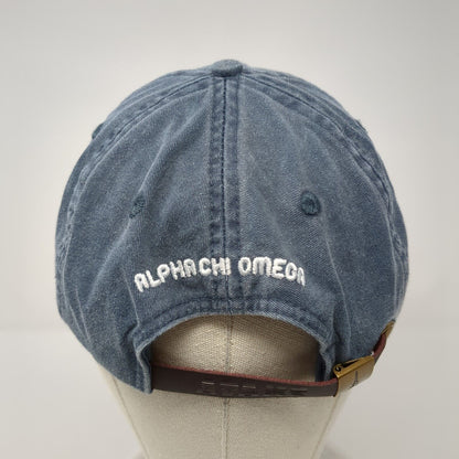 Wave Alpha Chi Omega Slideback Hat Blue One Size Leather Strap Adams