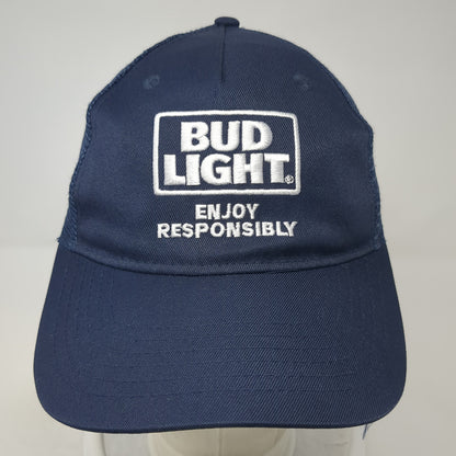 Bud Light Enjoy Responsibly Snapback Trucker Hat Blue One Size Mesh Back