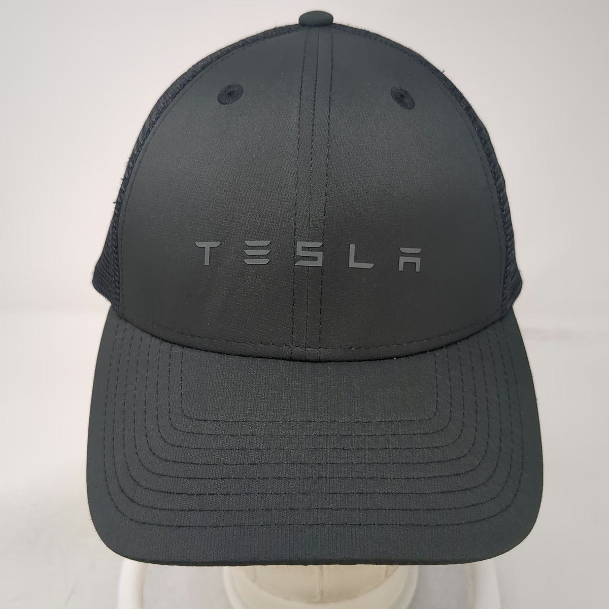 Tesla Trucker Hat Black One Size Mesh Back Snapback Deep Space Logo Hat