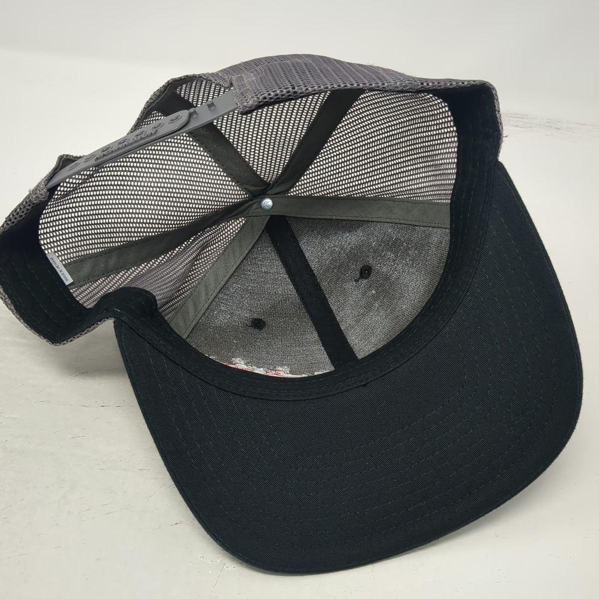 Richardson Trucker Hat Black Gray Red One Size Buck Nasty Mesh Back Snapback